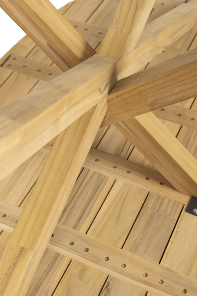 4 Seasons Outdoor Calpi low dining set met Prado tafel met ellips blad 240 cm    houtkleur weerbestendig