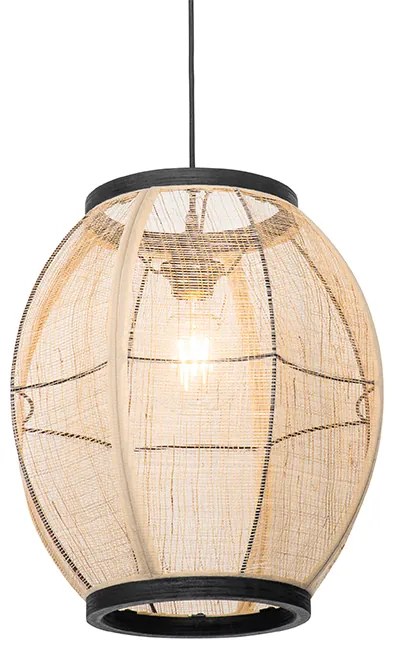 Oosterse hanglamp bruin stof 35 cm - Rob