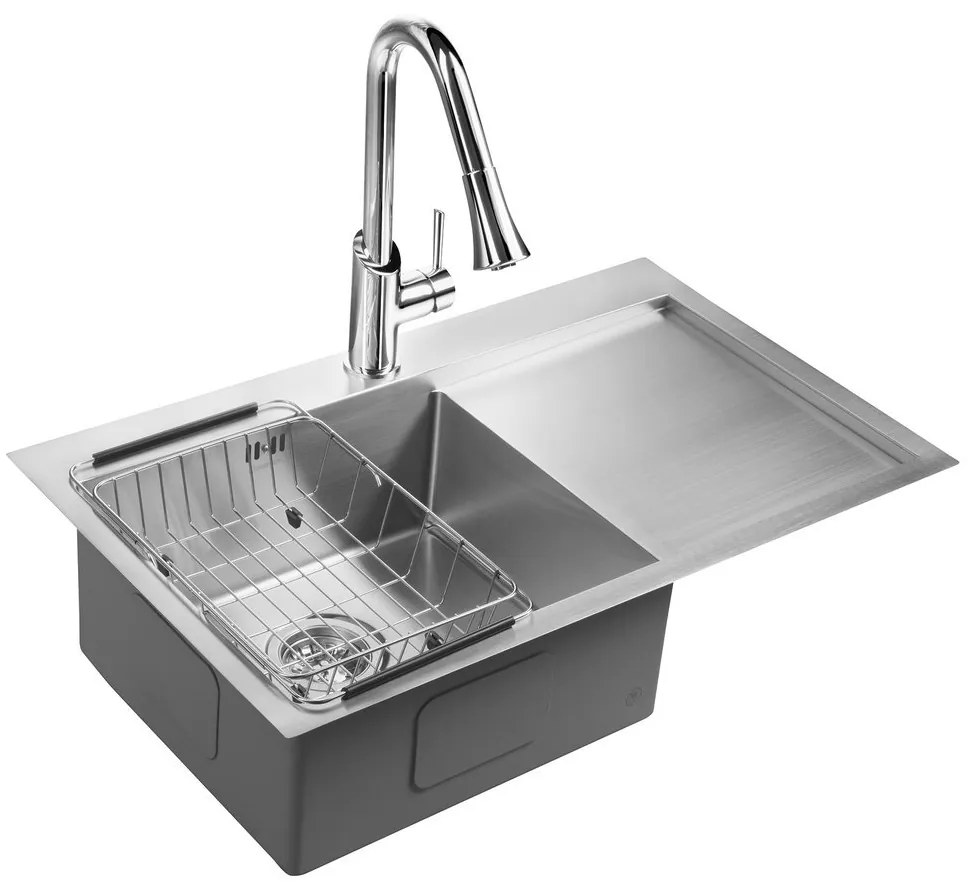 Sapho Kiva spoelbak 79x48x20cm links met kraangat RVS