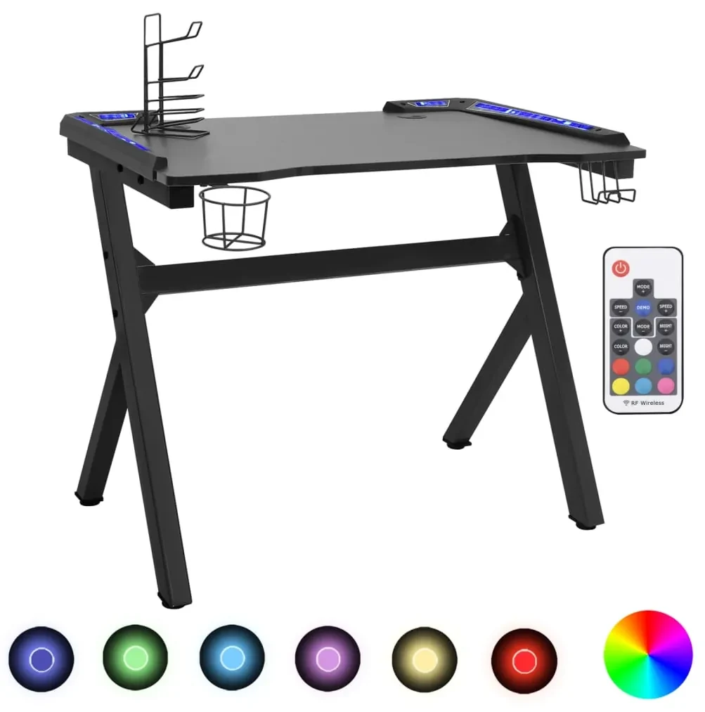 vidaXL Gamingbureau met Y-vormige poten LED 110x60x75 cm zwart