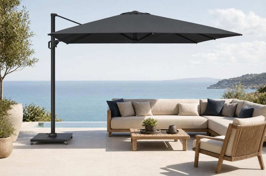 Platinum Challenger zweefparasol 3x3m T1 premium (excl. voet) Jet Black