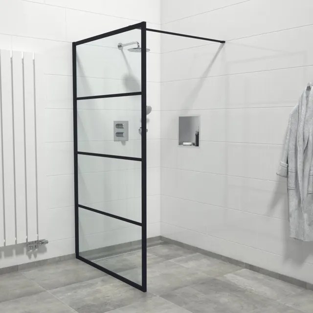Marenza Bellini Inloopdouche - 110x200cm - helder glas - frame lines buitenzijde - anti kalk - mat zwart Lines -110