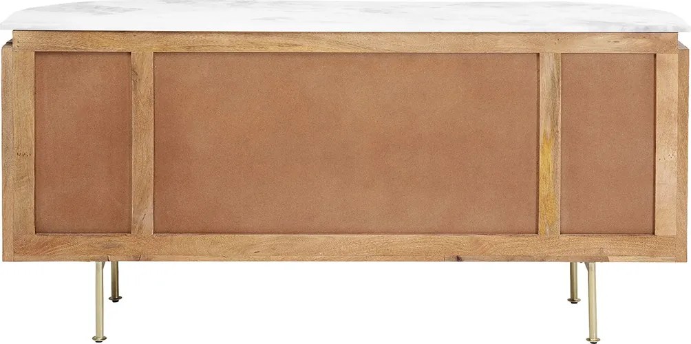 Dressoir Mangohout En Marmer - 160x45x78cm.