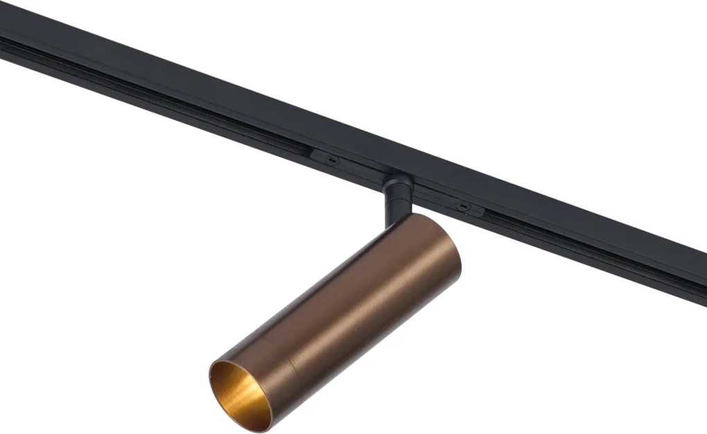 Modern railsysteem met 6 spots en 4 hanglampen easylift donker brons 1-fase - Slimline Uzzy Tira