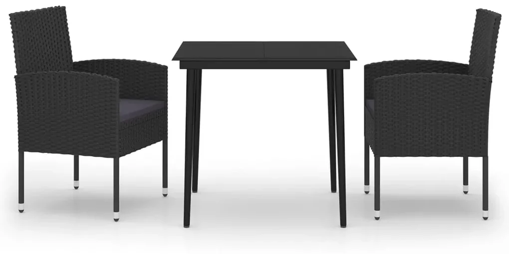 vidaXL 3-delige Tuinset zwart