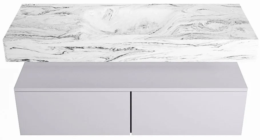 Mondiaz Alan DLux badmeubel 120cm cale 2 lades met wastafel glace midden zonder kraangat