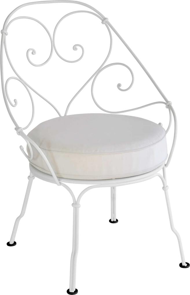 Fermob 1900 fauteuil met off-white zitkussen Steel Grey