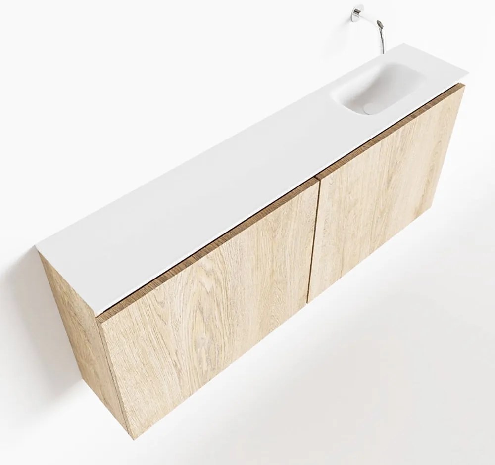 Mondiaz Ture 120cm toiletmeubel washed oak met wastafel talc rechts geen kraangat