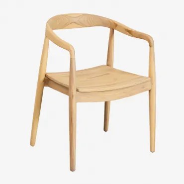 Set Van 4 Alizee Teakhouten Eetkamerstoelen Met Armleuningen Licht Teakhout - Sklum