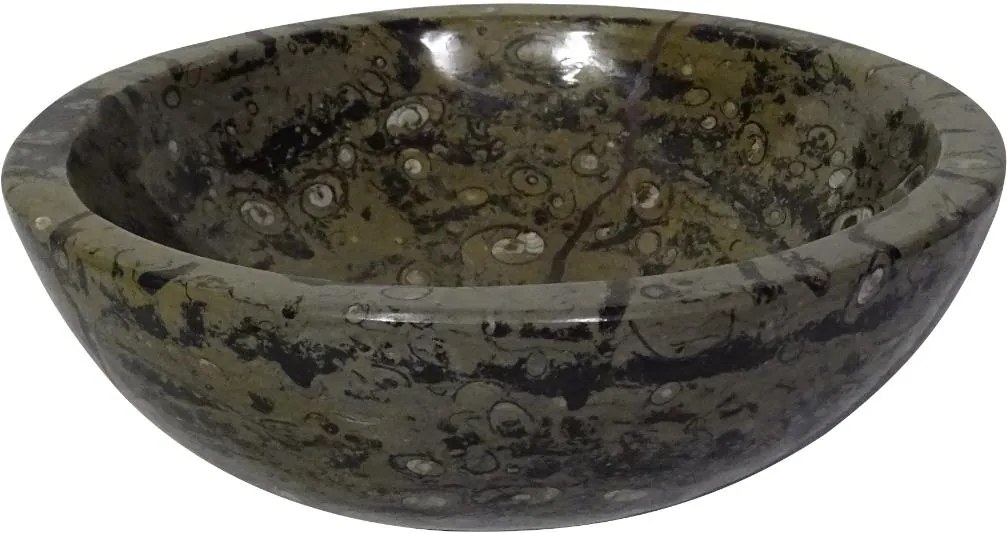 Zwart bruin marmeren fonteintje | Eeuwenoud Goniatiet Fossiel | 30 x 30 x 11 cm