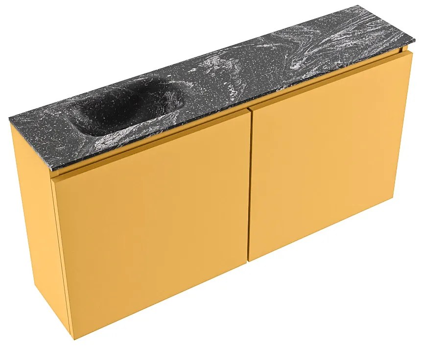 Mondiaz Ture DLux toiletmeubel 100cm ocher met wastafel lava links met kraangat