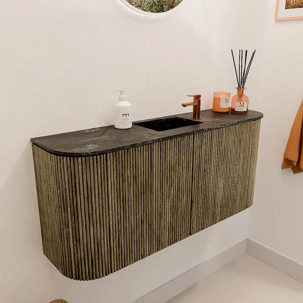 Mondiaz Joya DLux 95cm toiletmeubel ronding links/rechts dusk met wastafel faye midden 1 kraangat lava