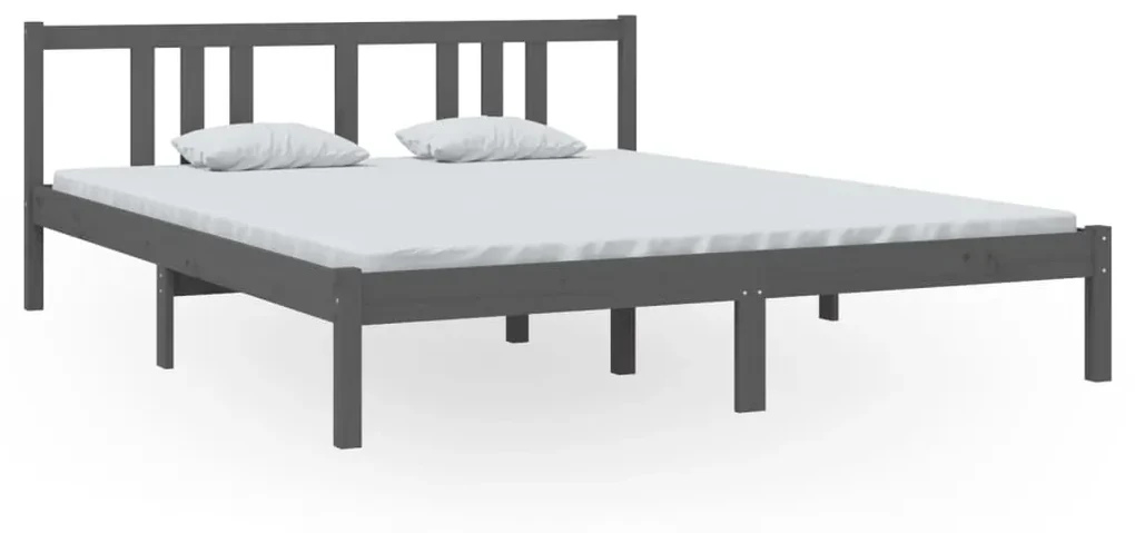 vidaXL Bedframe massief hout grijs 160x200 cm