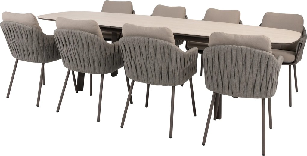 Manolo Cannes dining tuinset 230-290x100xH75 cm 9 delig uitschuifbaar keramiek terre Taste 4SO