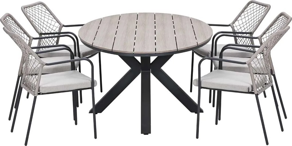 Garden Impressions Ross tuinset sand 7-delig - Tulli tuintafel ovaal 220x115 cm