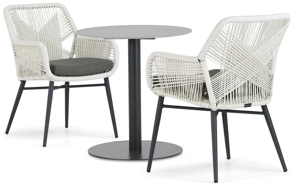 Bistroset 2 personen 70 cm Aluminium/wicker Wit Lifestyle Garden Furniture Advance/Como