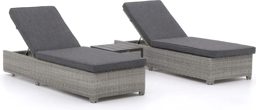 Verstelbaar ligbed Intenso | Wicker (vlechtwerk) | Grijs - Antraciet | 2 personen | Ligstoel tuin | Strandbed | Kees Smit Tuinmeubelen