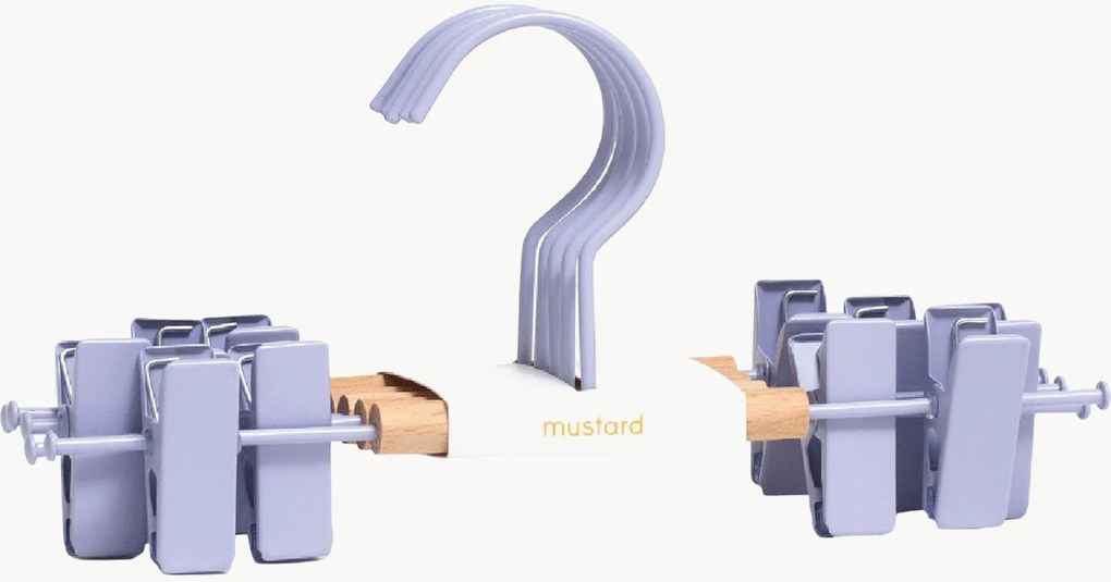 Handgemaakte kinderkledinghangers met clips Kids Lilac, 5-delig