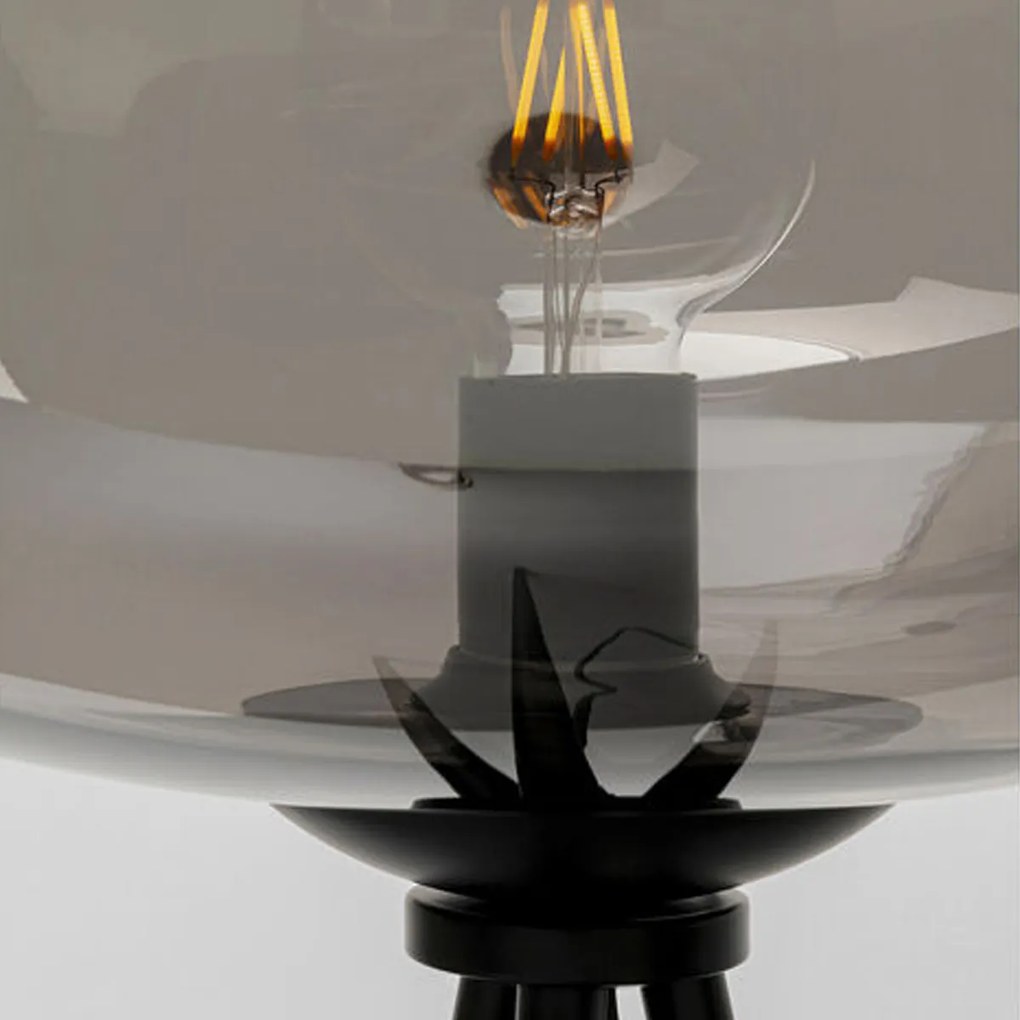 Driepoot Vloerlamp Met Rookglas