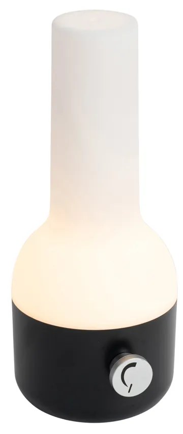 Buiten tafellamp met dimmer zwart met wit incl. LED oplaadbaar IP44 - Haard Modern IP44 Buitenverlichting Lamp