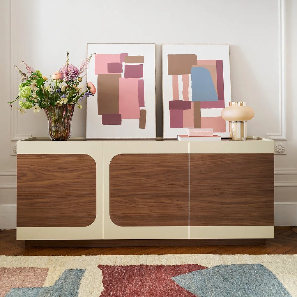 Walnoot gefineerd 3-deurs dressoir, Galdo