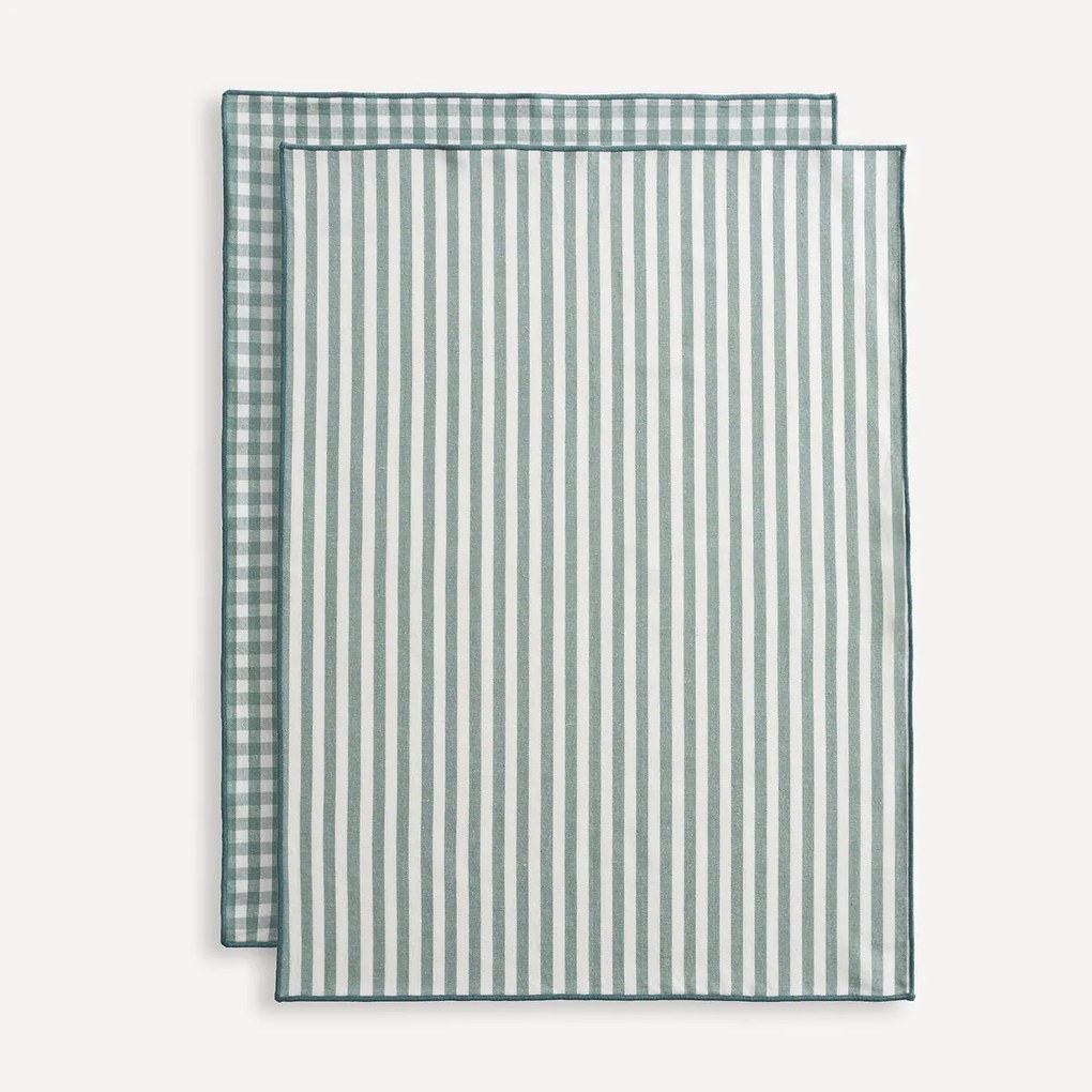 Set van 2 theedoeken, 30% gerecycled katoen, geweven-geverfd, Soizic