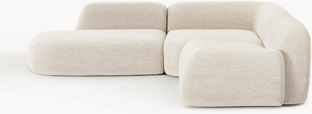 Modulaire bouclé hoekbank Wolke (4-zits) met chaise longue