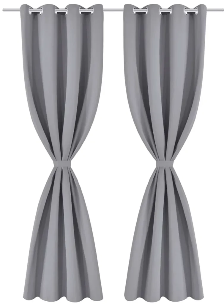vidaXL Gordijnen met metalen ringen 135 x 245 cm 2 stuks (grijs)