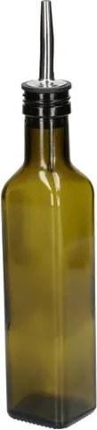 Olie/azijnfles, olijfgroen glas, vierkant, 250 ml