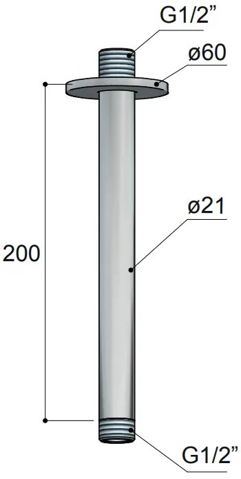 Hotbath Archie plafondarm 20cm messing geborsteld PVD