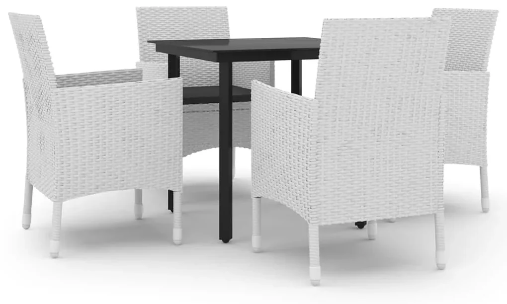 vidaXL 5-delige Tuinset met kussens poly rattan en glas