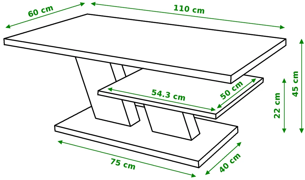 CLIFF bruin eiken / zwart, salontafel