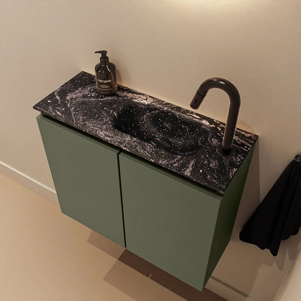 Mondiaz Ture DLux toiletmeubel 60cm army met wastafel lava rechts met kraangat