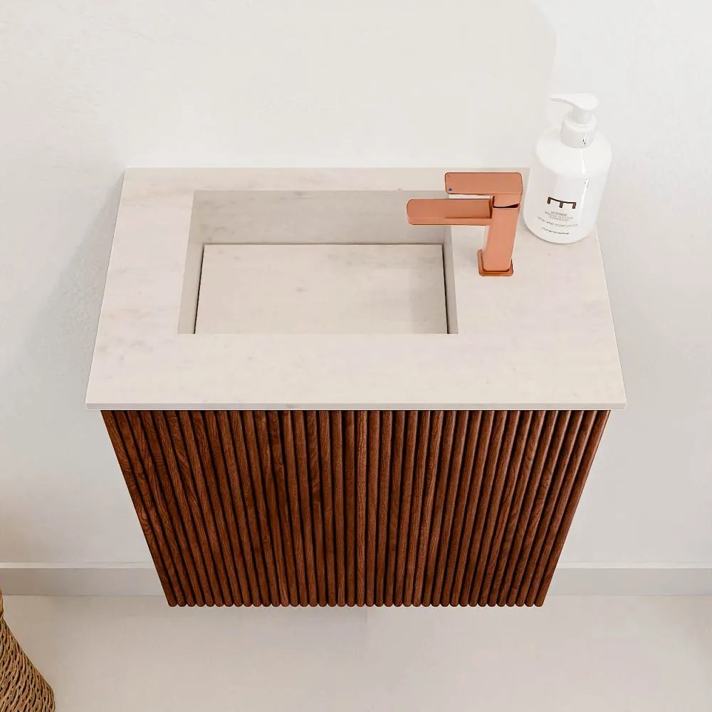 Mondiaz Joya DLux 40cm toiletmeubel ruby met wastafel faye links 1 kraangat meli