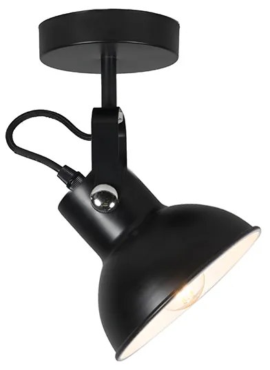 Industriële wand- en plafondlamp zwart kantelbaar - Guida