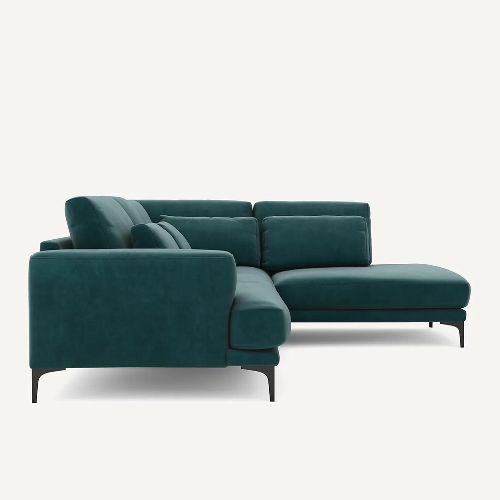 Linkse hoekbank met leuning in fluweel, Marsile