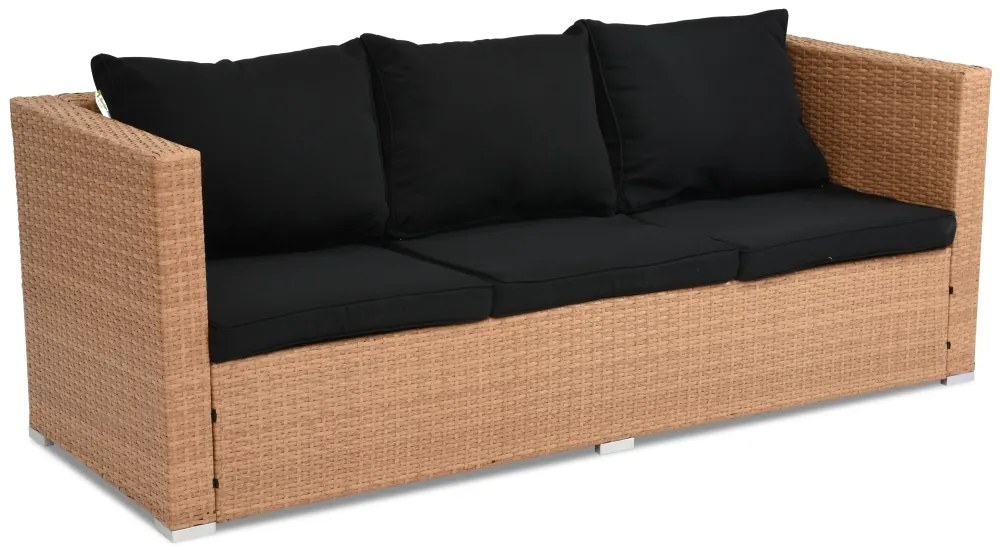 Kunststof rotan 3-zitsbank Roma Garden Point honing