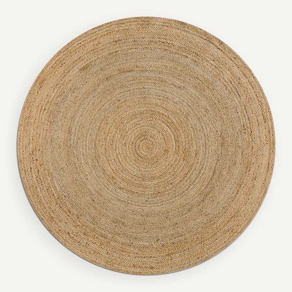 Rond vloerkleedØ300 cm in jute, handgevlochten, Hempy