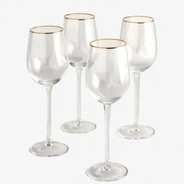 Set van 4 glazen witte wijnglazen 44 cl Arely Transparant - Sklum