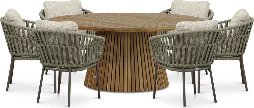 Tuinset Ronde Tuintafel 6 personen 180 cm Rope Zand/Beige Coco Viento/Fungo