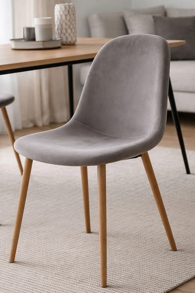 Set van 4 Teok Fluwelen Stoelen