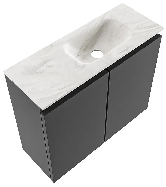 Mondiaz Ture DLux toiletmeubel 60cm dark grey met wastafel ostra rechts met kraangat