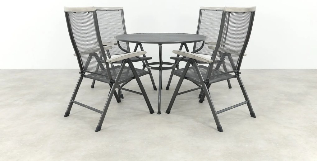 Balero ronde verstelbare bistroset strekmetaal Ø105 cm. - Antraciet