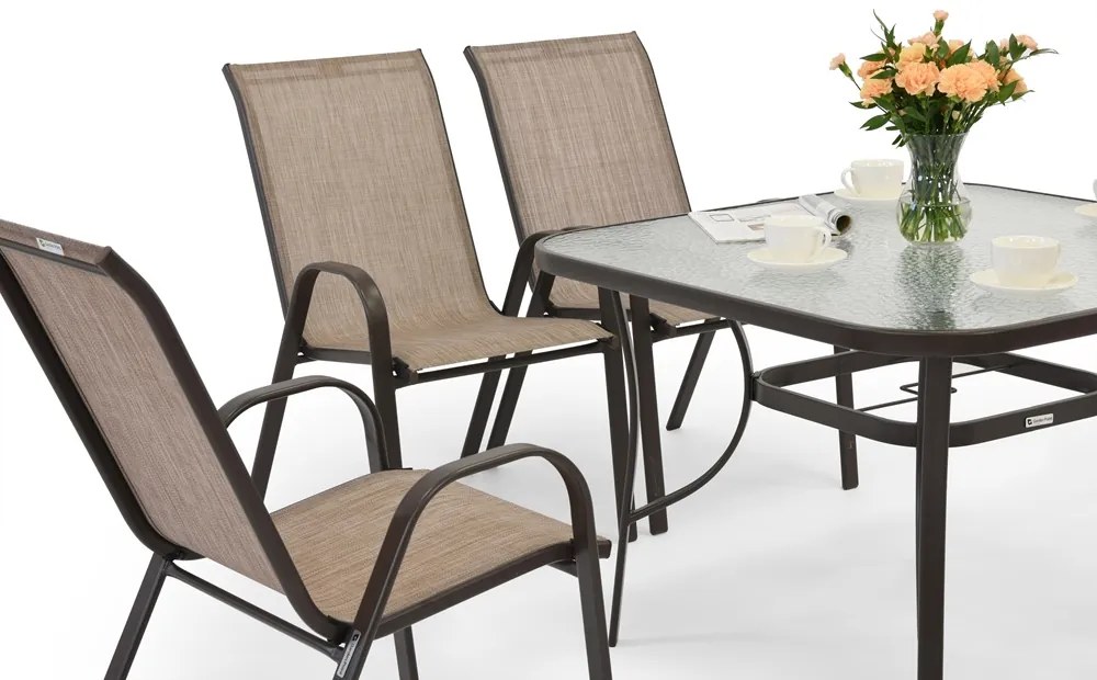 Tuinmeubelset Modena bruin voor 6 personen met vierkante tafel Garden Point