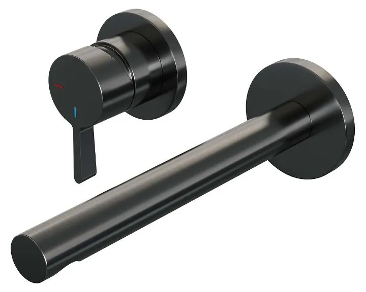 Brauer Gunmetal Edition ColdStart wastafelkraan inbouw rechte uitloop en rozetten model E2 gunmetal geborsteld PVD