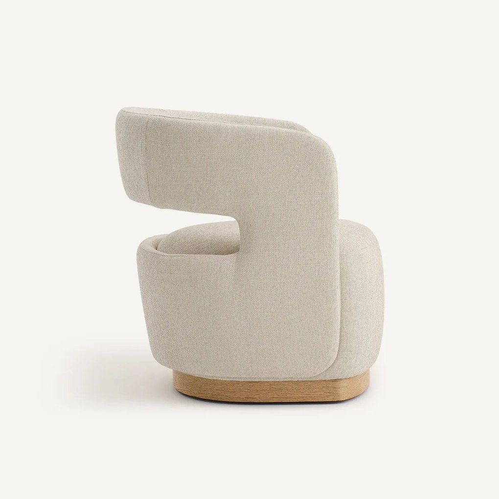 Draaibare fauteuil, eikenfineer en gestructureerde stof, JESPER