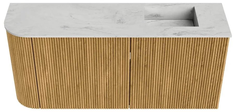 Mondiaz Joya DLux 90cm toiletmeubel ronding links oak met wastafel faye rechts 1 kraangat opalo
