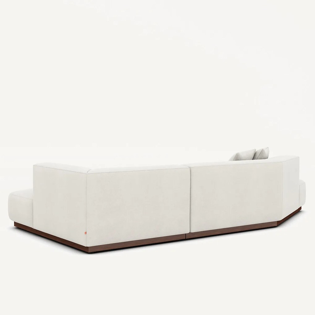 Open rechte hoekbank in linnen fluweel, JACOPO