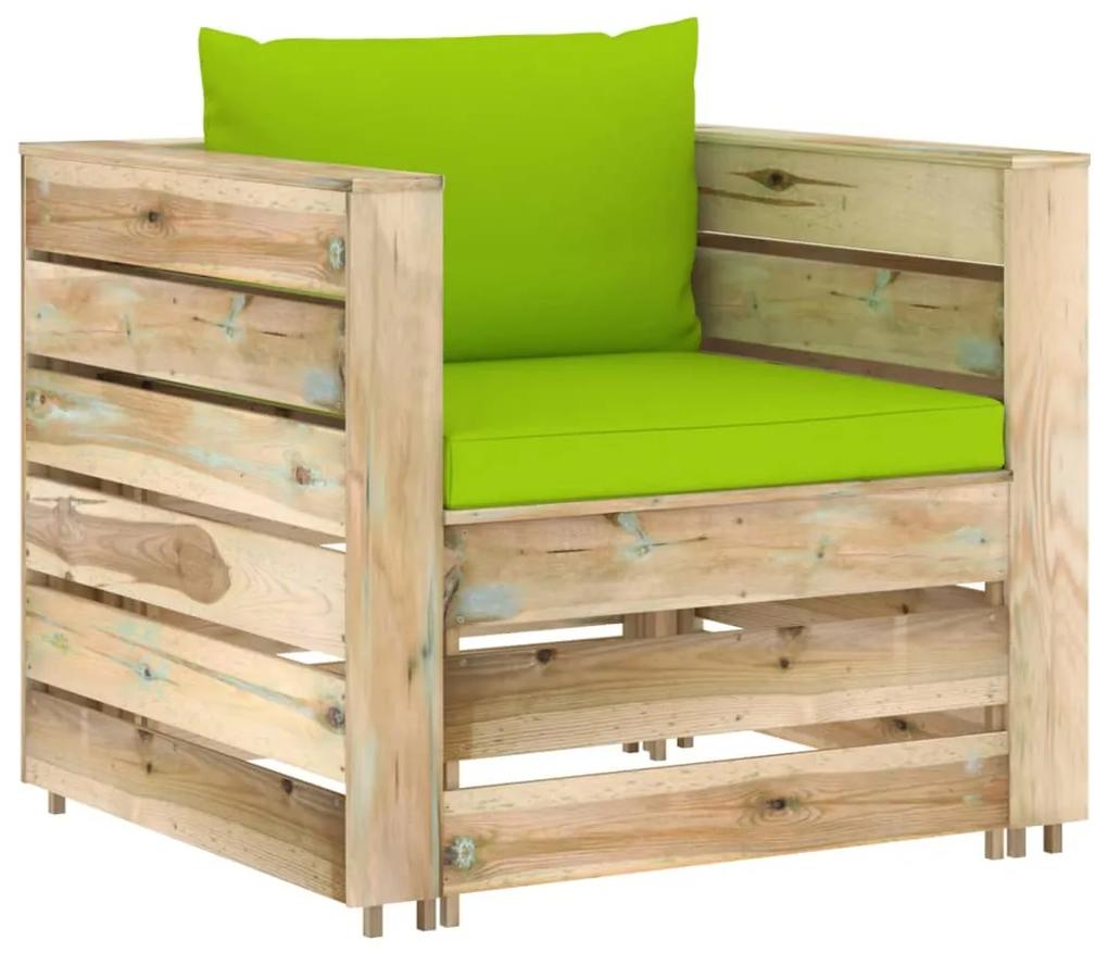 vidaXL 2-delige Loungeset met kussens groen geïmpregneerd hout