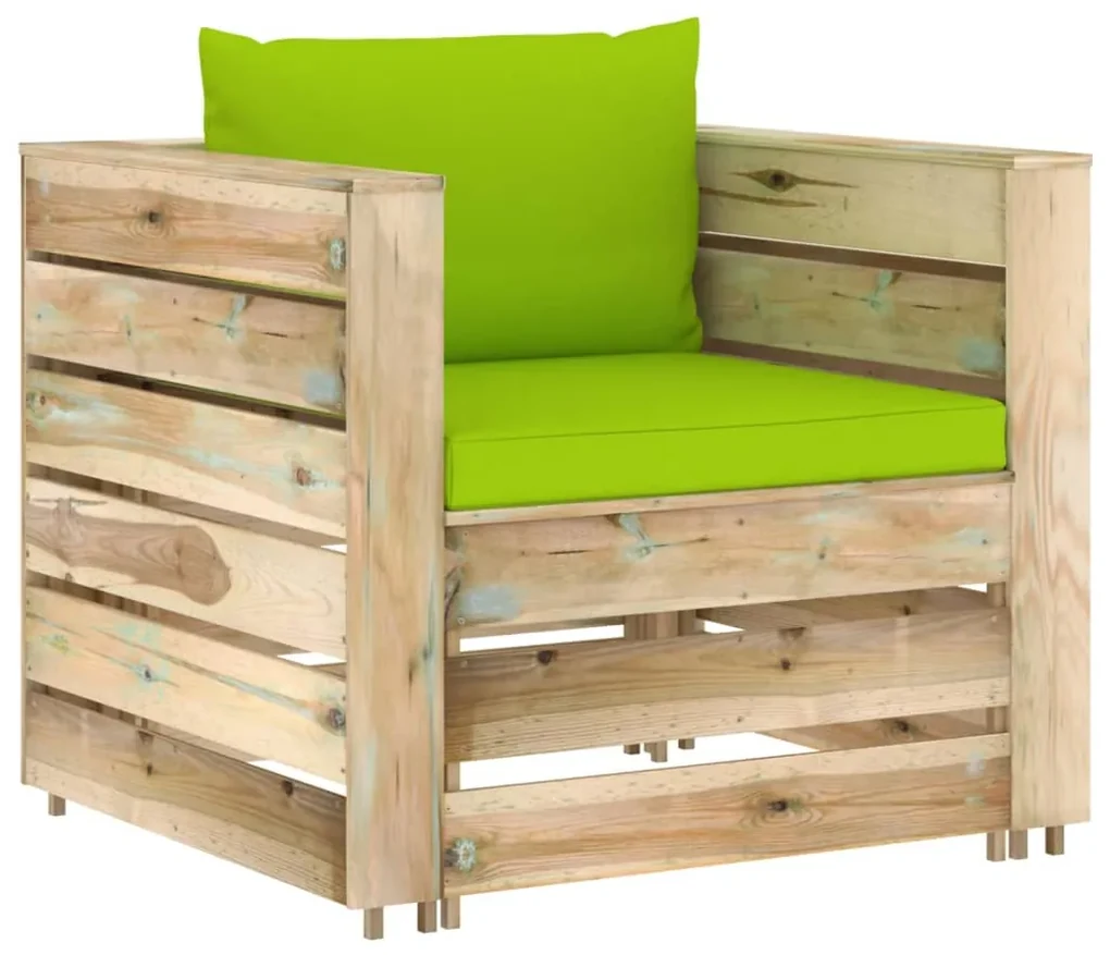 vidaXL 2-delige Loungeset met kussens groen geïmpregneerd hout